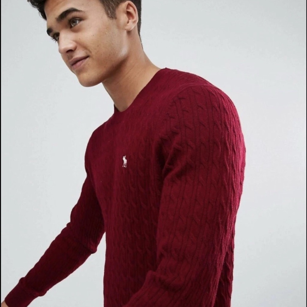 Abercrombie & Fitch Men's Deep Red Crewneck Sweater Cotton Cashmere size small